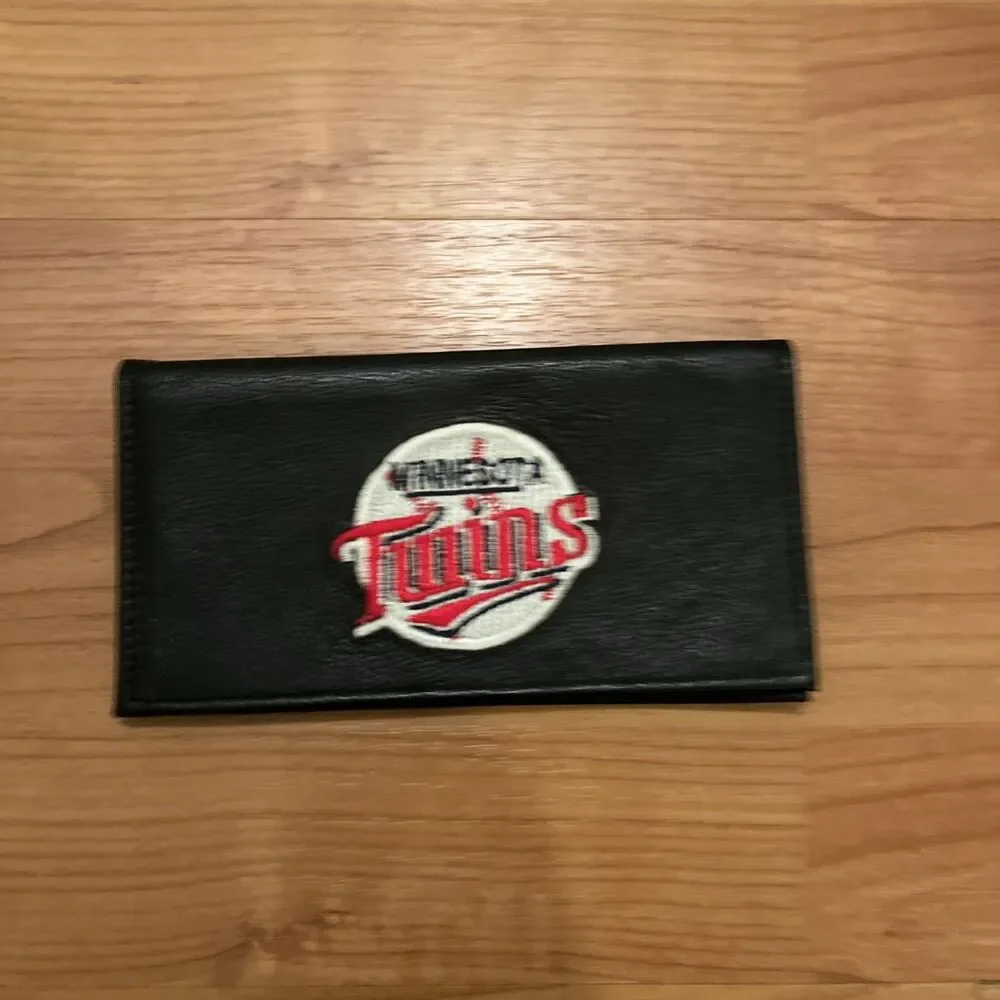 Minnesota Twins Leather Checkbook Cover Black